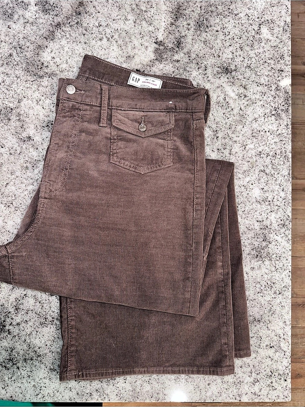 Gap High Rise Corduroy Stride Wide-Leg Pants Brown Waist 34/ siize 18